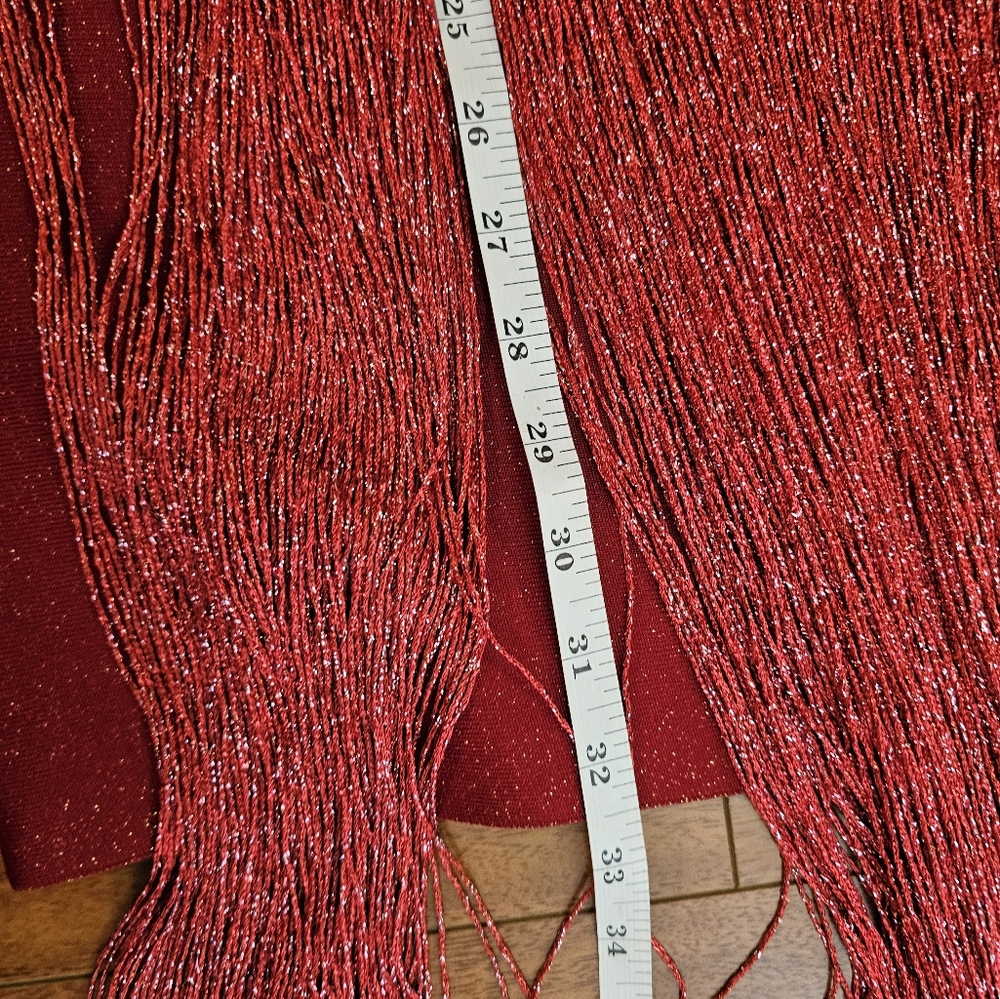 Anewsta Fringe Bodycon Evening Cocktail Dress Size S EU 36 US 4 Deep V Sparkle - Picture 16 of 16